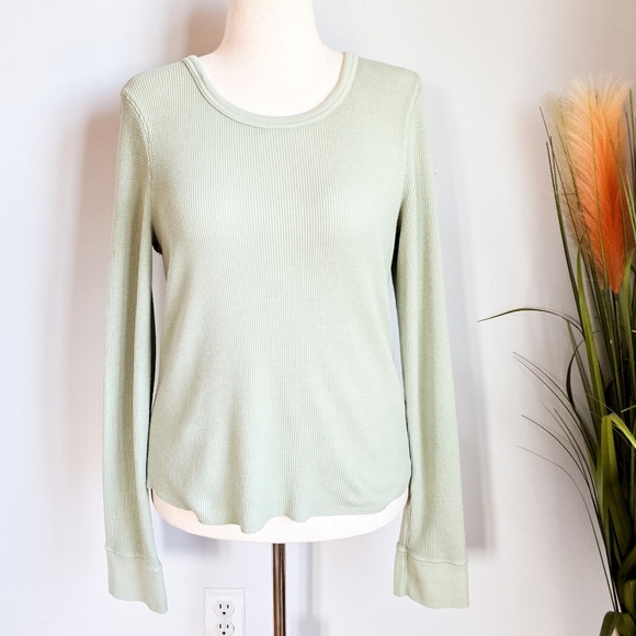 Anthropologie, Daily Practice Green Thermal Knit Long Sleeve Top, Size Large - Picture 1 of 9